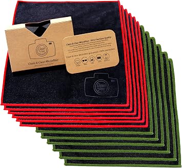 Clean & Clear Microfiber Cleaning Cloth, Extra Large [12 Pack] Ultra Premium Microfiber Cleaning Cloth - Microfiber Cloth for Camera Lens, Glasses, Screens, and All Lens.