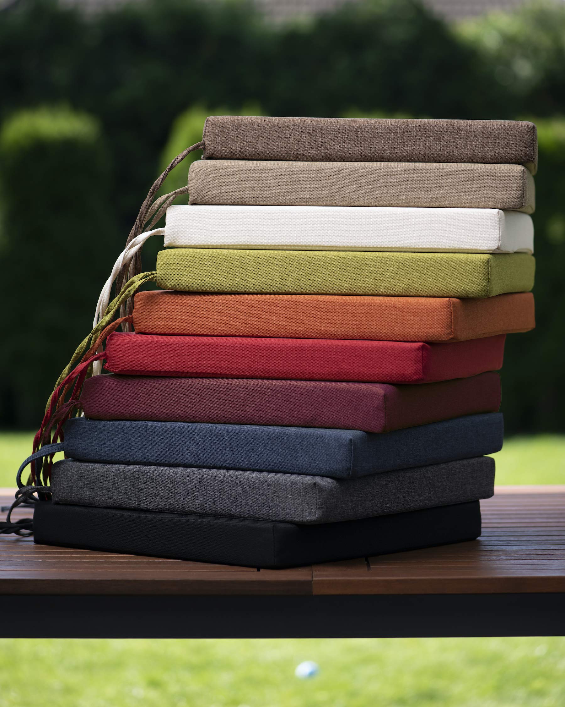 sunnypillow Zestaw 4 poduszek na krzesła z taśmami do wiązania – 40 x 40 x 5 cm – poduszka do siedzenia na zewnątrz na krzesła/ławki, poduszka na siedzisko, poduszka ogrodowa, wiele kolorów do wyboru
