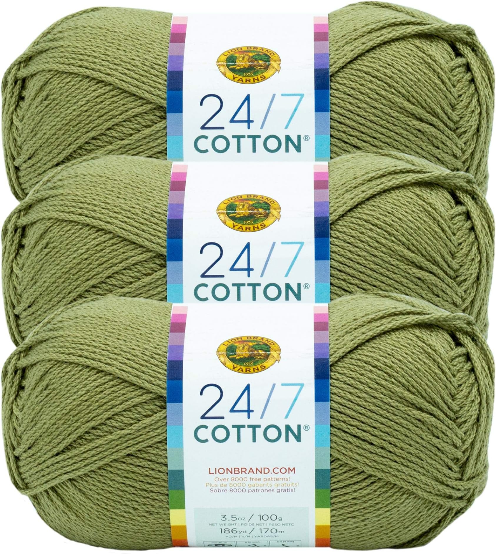 Lion Brand Yarn Coboo 6 Pack with Pattern Cards (Olive)