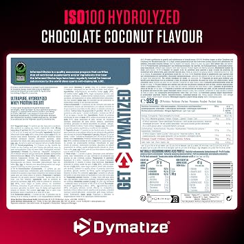 Dymatize ISO 100 Hydrolyzed Chocolate Coconut 932g - Whey Protein Hydrolysat + Isolat Powder