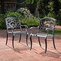 Vista 2 de Christopher Knight Home Austin - Sillas de comedor de aluminio fundido para exteriores, juego de 2 piezas, cobre brillante