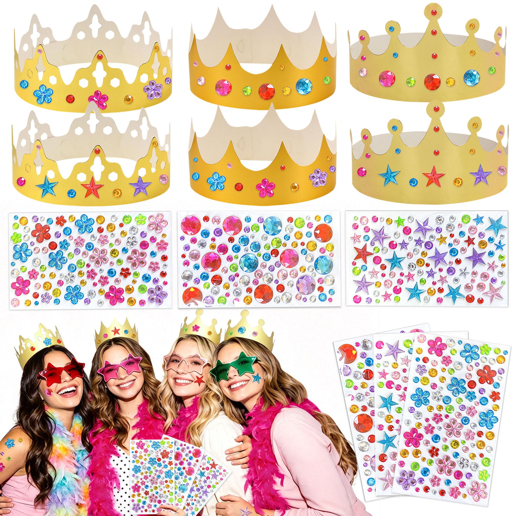 Fancy Birthday Princess Party Favors DIY Crown Rhinestone Stickers