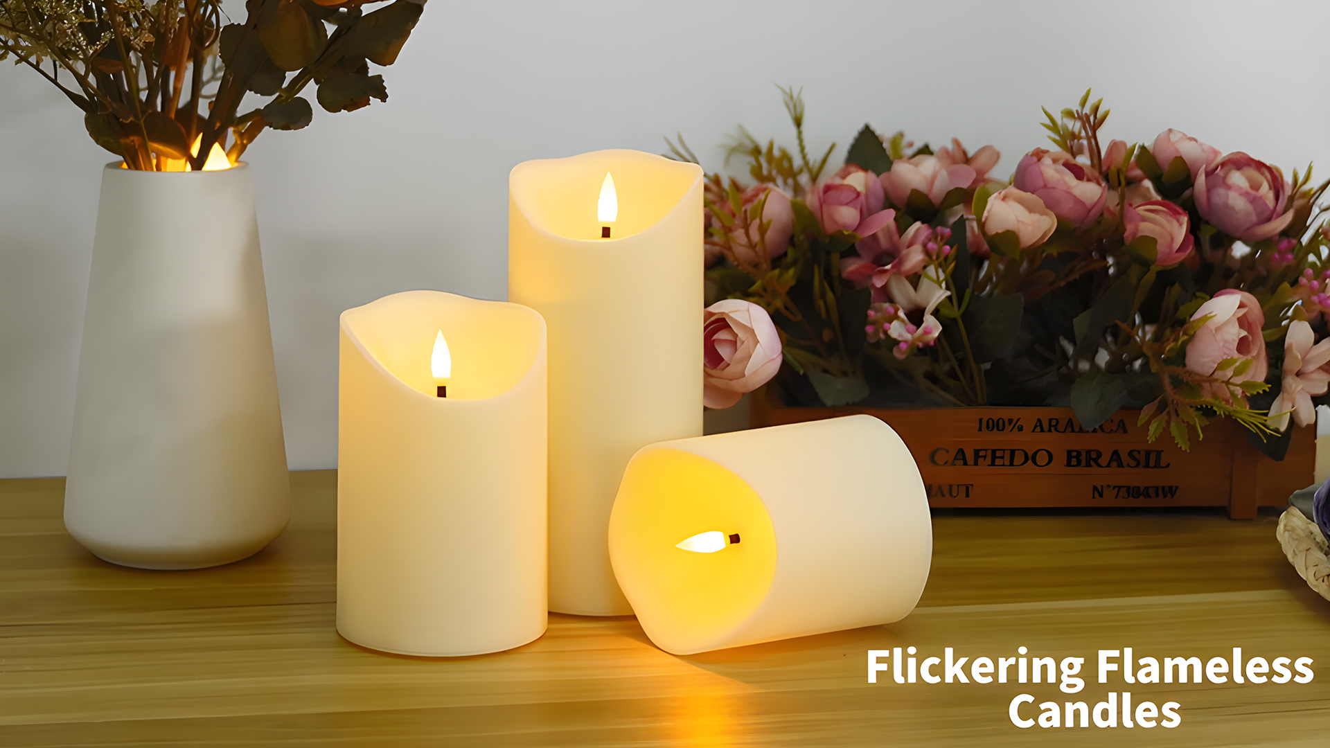 Image of Fo32won Flameless Flickering Candles with Remote Timer, Set of 6 Led Black Battery Operated Candles for Home Decor Xmas Halloween (D3 x H3 3 inch 4 inch 5 inch 6 inch 7 inch)