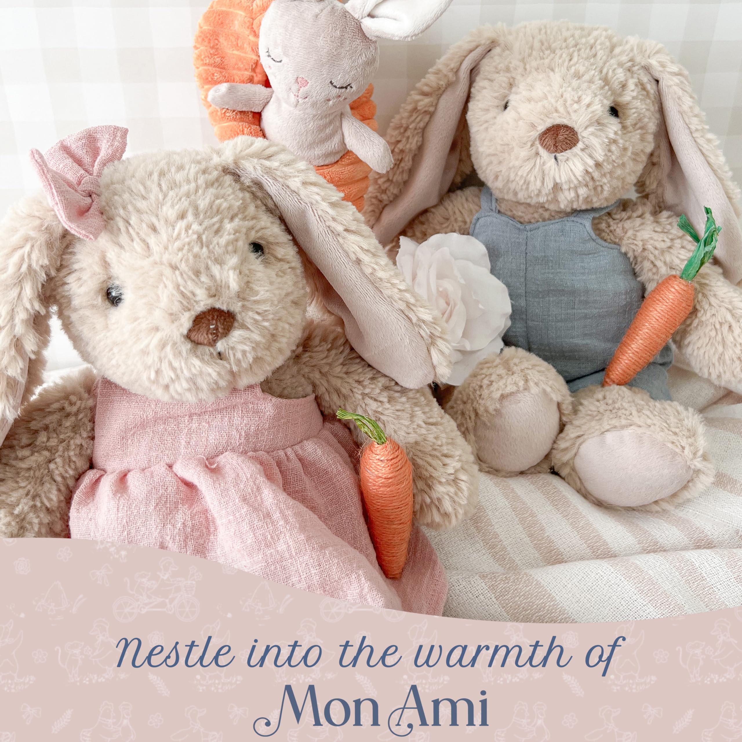 MON AMI Bettie Bunny 12-Inch Stuffed Animal for Girls, Beige/Pink, 4 inches - Image 4