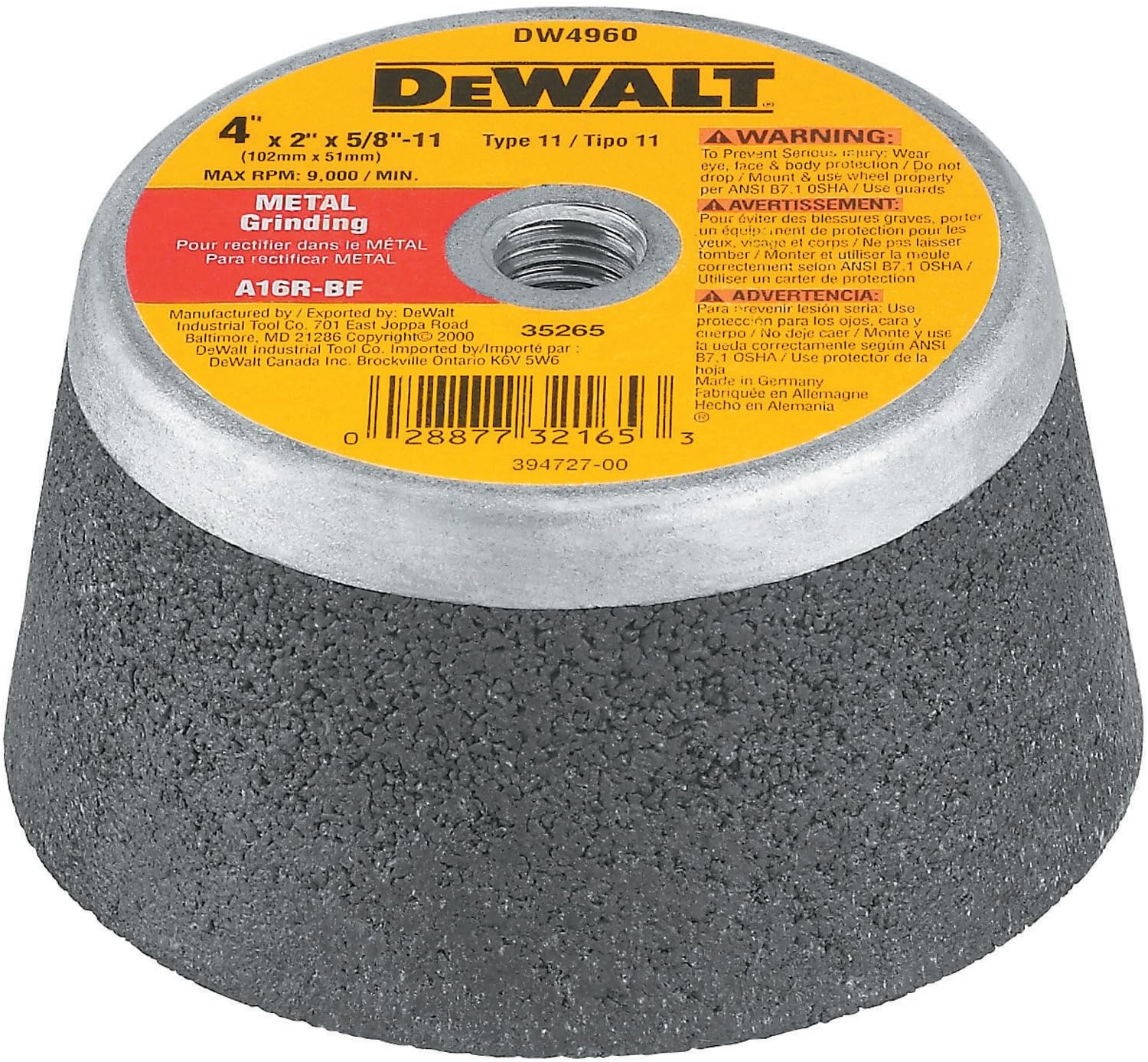Tесh Dеаlѕ 🔥 DEWALT Grinding Wheel, Steel Backed Cup, 4-Inch x 2-Inch x 5/8-Inch-11-Inch (DW4960)