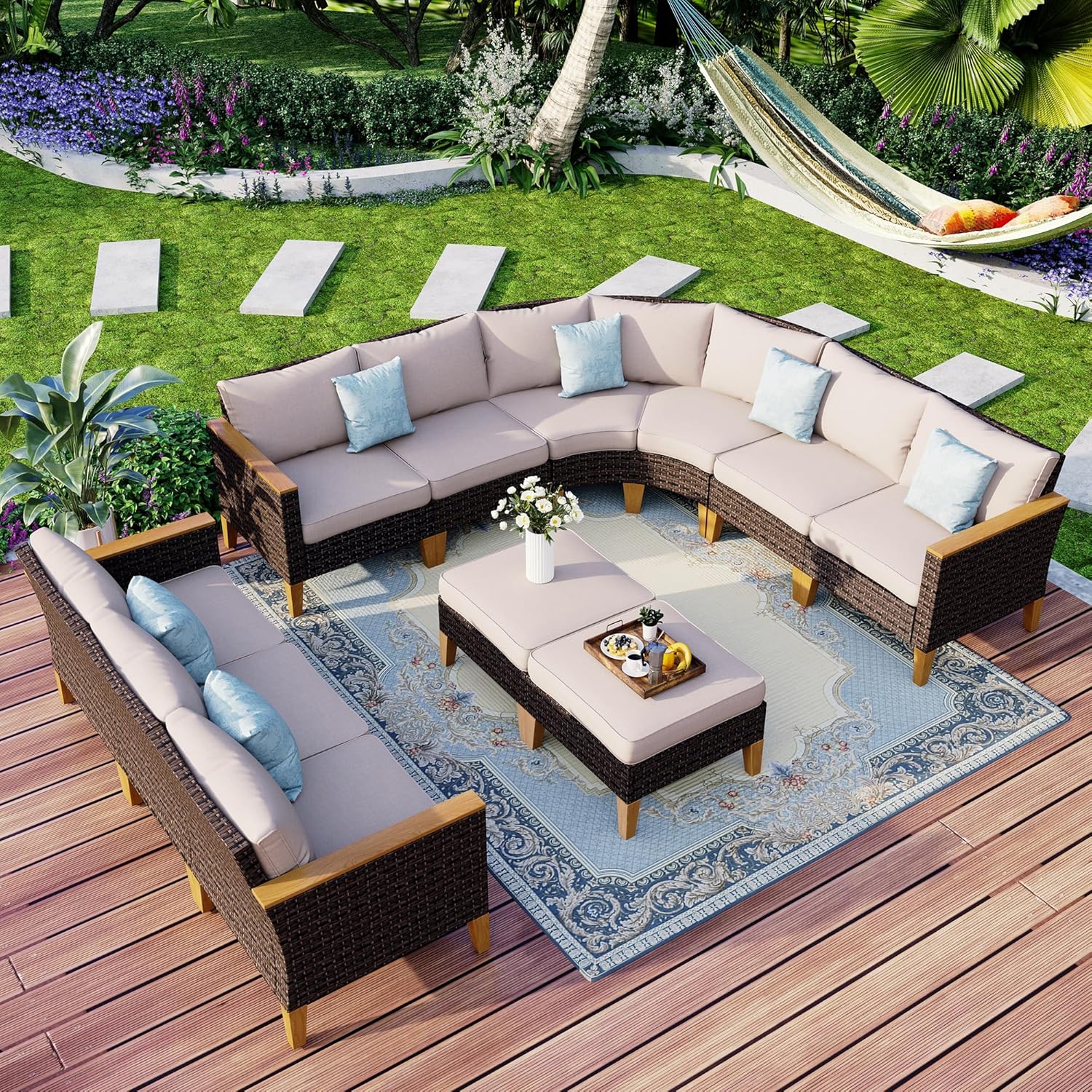 MFSTUDIO Polyrattan Aktualisierte Wasserdicht Gartenmöbel