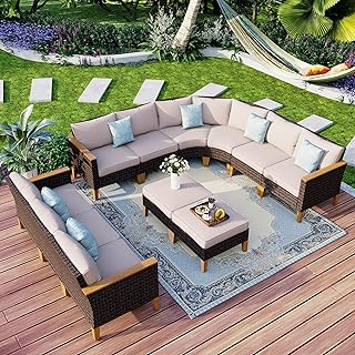 MFSTUDIO Polyrattan Lounge Set, Aktualisierte Rippen, 20% Dicker als Andere, Cushion PRO Fabric Wasserdicht, Leicht zu Reinigen. Gartenmöbel Wetterfest, Sitzgruppe für Garten.