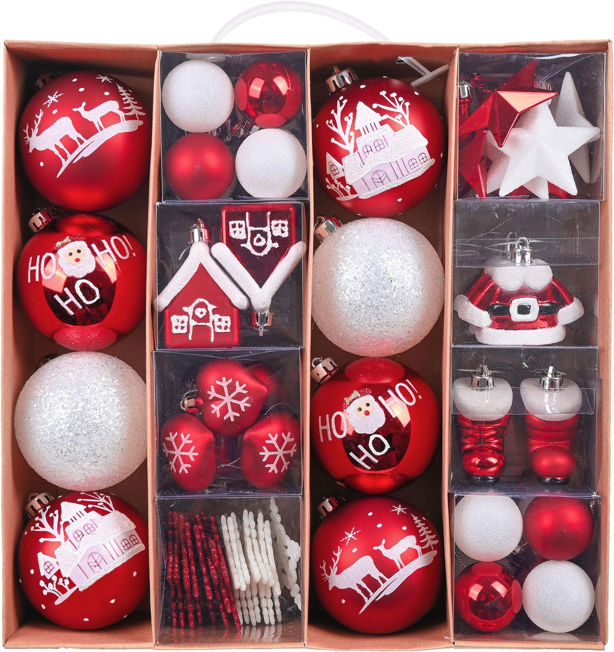 Valery Madelyn Red and White Christmas Tree Decorations 60pcs, 38cm