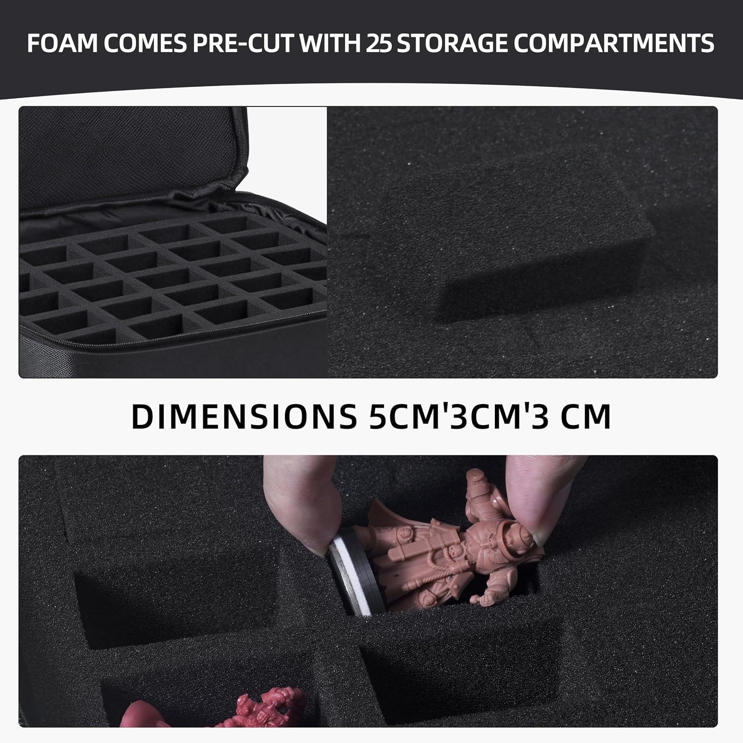 Miniature Storage Case with Pluck Foam, Portable Figure Carry Bag for 40K image 4