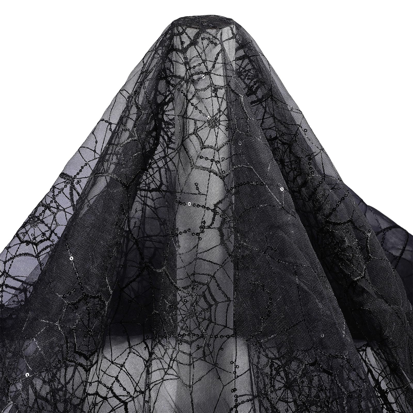Tissu en dentelle toile d'araignée noir 3m tulle souple d'Halloween pour couture créative