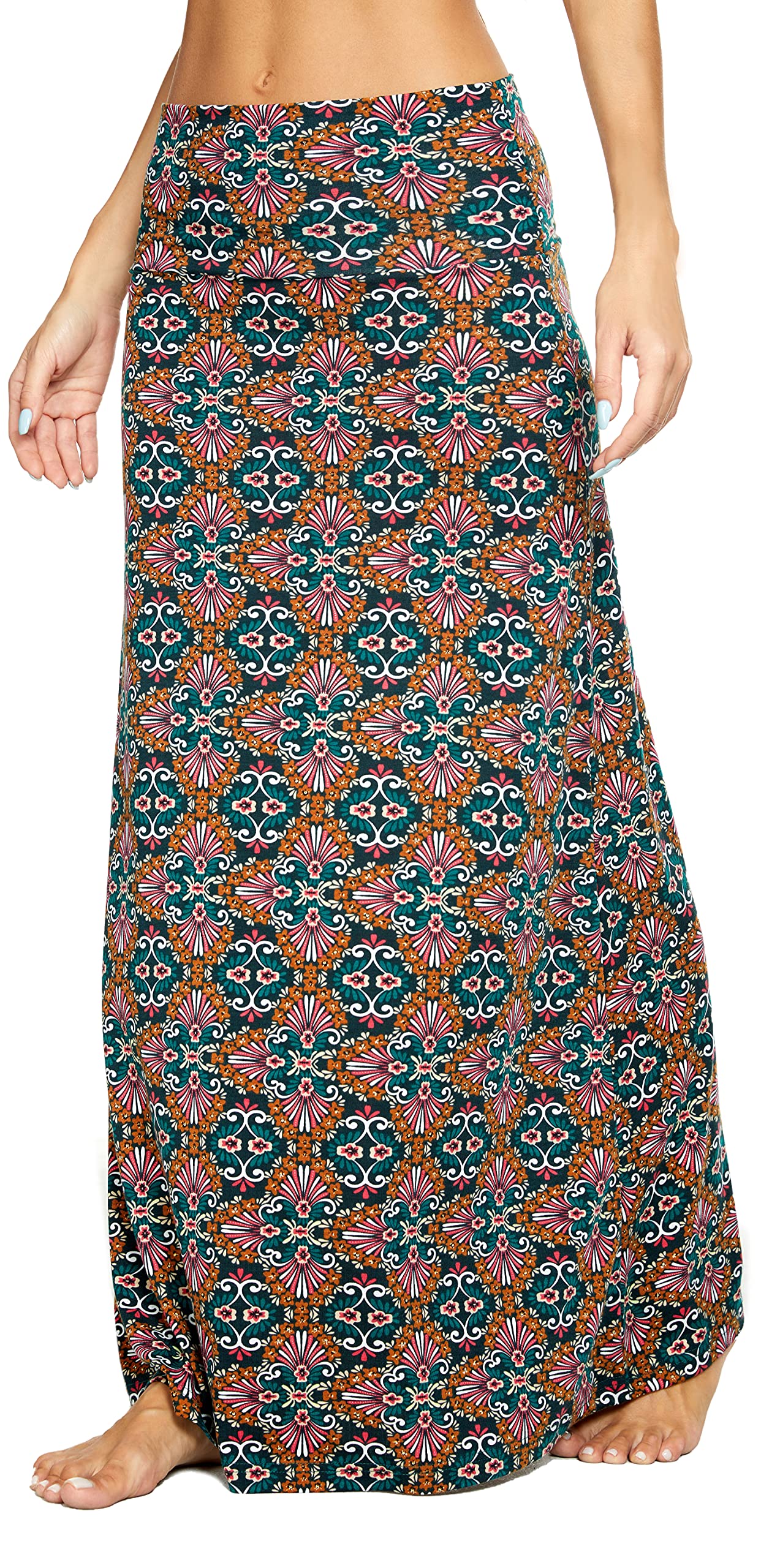 EXCHIC Mujeres Elástico Bohemio Larga Falda Playa Maxi Faldas de Verano