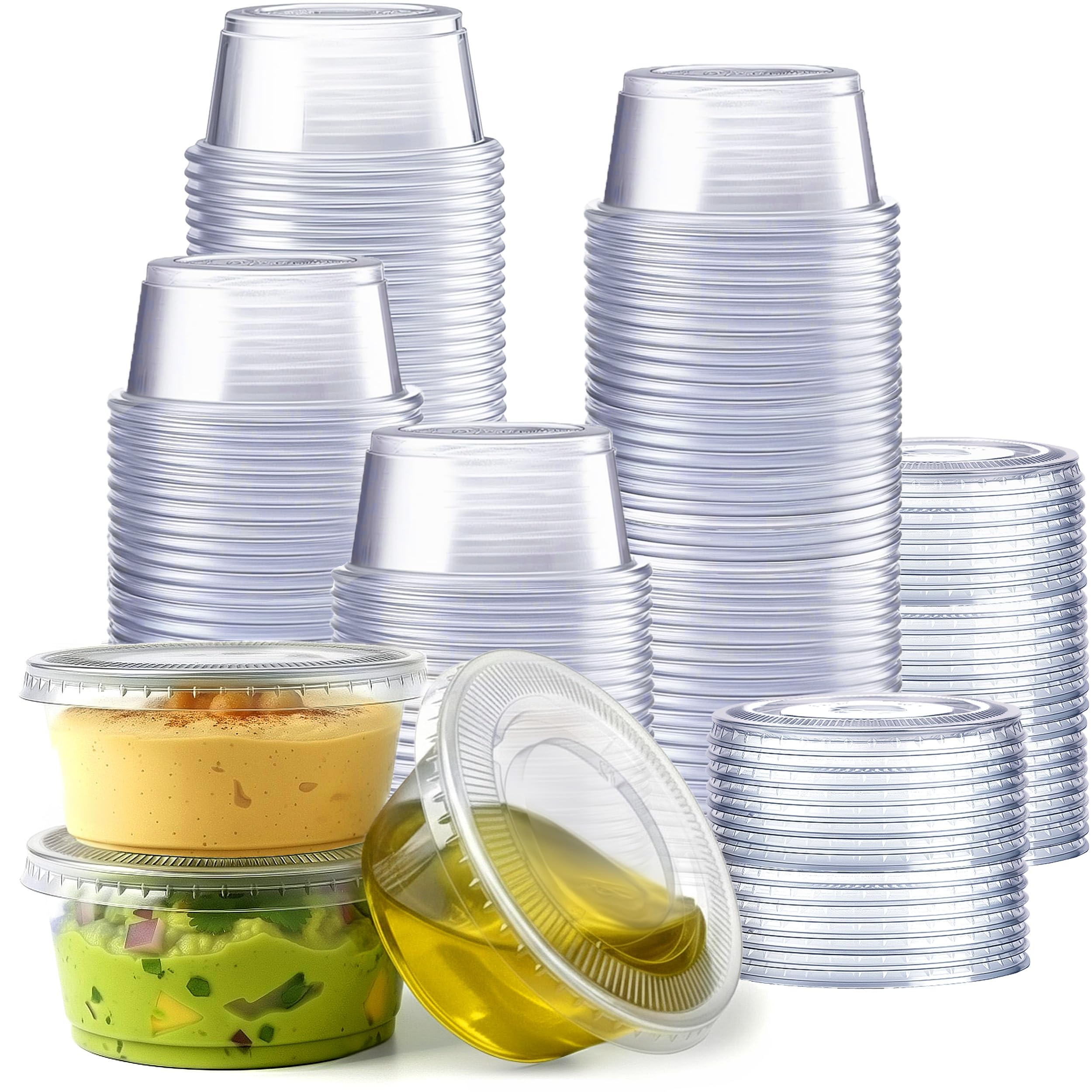 GUSTO 3.25 oz. Jello Shot Cups with Lids [200 Count] Condiment Containers