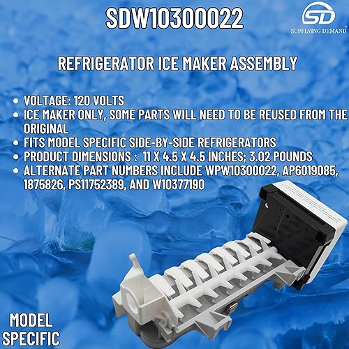 Miniatura 6 de Supplying Demand W10300022 W10122556 Refrigerator Ice Maker Assembly Replacement Model Specific Not Universal