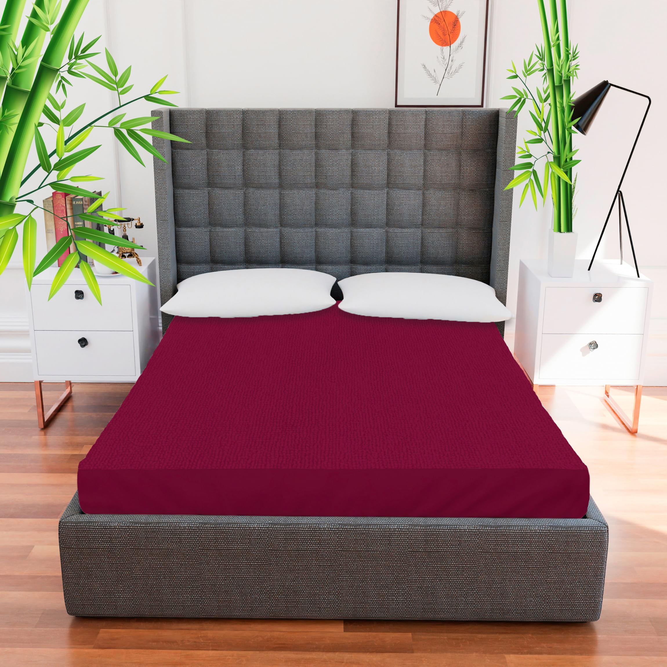 AVI 100% Waterproof Premium Cotton Terry Bed Mattress Protector Twin Size 72x48 inch | Breathable Washable Elastic Fitted Mattresses Cover for Twin Size Bed (6x4 feet, Maroon - Fit On 2-10 Inch) (B0CDS913Q7) Amazon Price History, Amazon Price Tracker