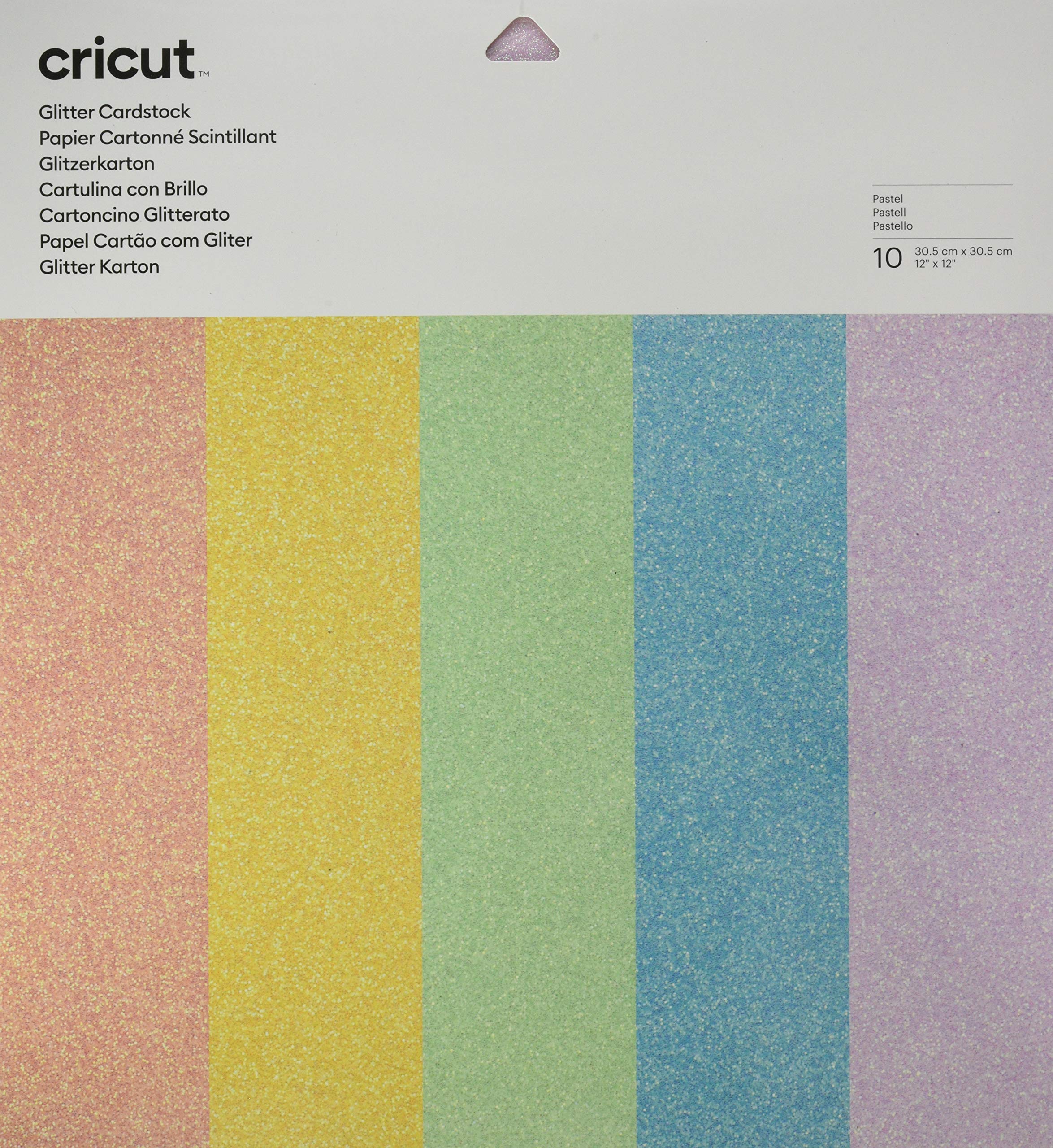 Cricut 2007758 Glitter Cardstock Sampler, Pastel – 30.5 cm x 30.5 cm (12" x 12"), One Size