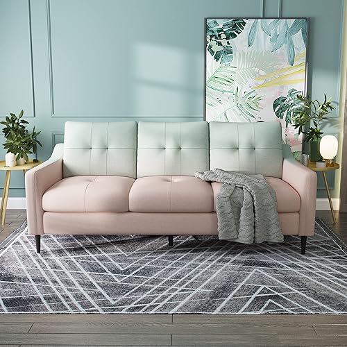 SILKIR Sofá de 3 plazas cómodos cojines de tela, perfectos para espacios pequeños, apartamentos, sala de estar y oficina, sofás de color degradado