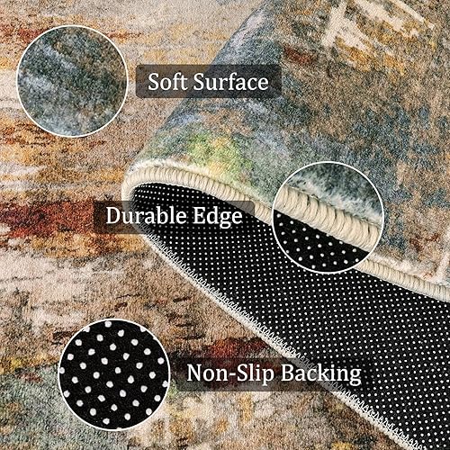 Miniatura 3 de Morebes Alfombra de pasillo abstracta de 2 x 6 pies para pasillo, alfombra roja de camino de cocina, antideslizante, lavable, antideslizante,