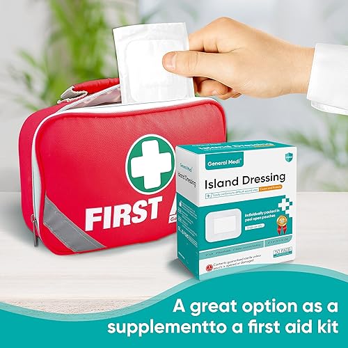 Miniatura 7 de General Medi Sterile Island - 50 almohadillas de gasa de 4 x 4 pulgadas, almohadilla para el cuidado de heridas con borde adhesivo, estéril, suave y