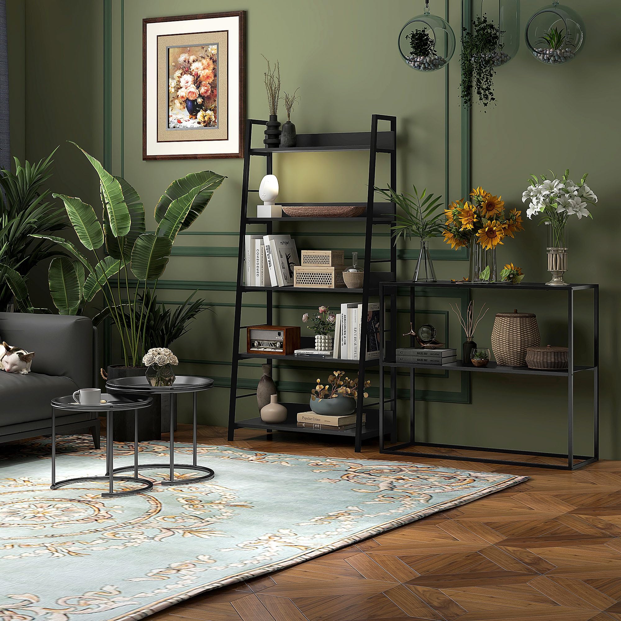 HOMCOM Mesa de Consola Estilo Industrial Mueble de Recibidor con Estante y Marco de Acero Antivuelco Carga 20 kg Mesa de Entrada para Sala de Estar Pasillo 90x30x75 cm Negro