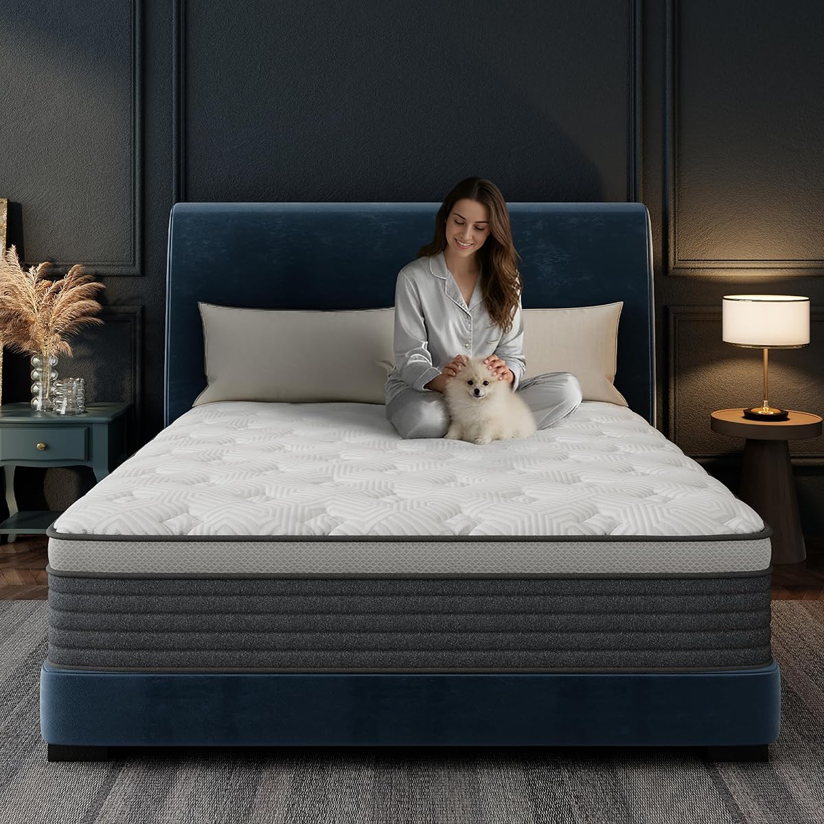 CH CHARME HOUSE Queen Mattress, 14 Inch Hybrid Queen Size, Medium Feel Foam and Individual Pocket Springs, Fiberglass Free Bed Mattress, Extra Edge Support, Pressure Relief, CertiPUR-US