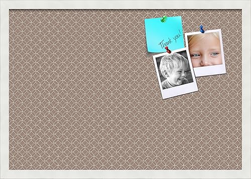 Miniatura 327 de PinPix Tablero de anuncios de corcho de 12 x 12 pulgadas. Este tablero decorativo enmarcado viene con diseño de círculos B W y un marco blanco