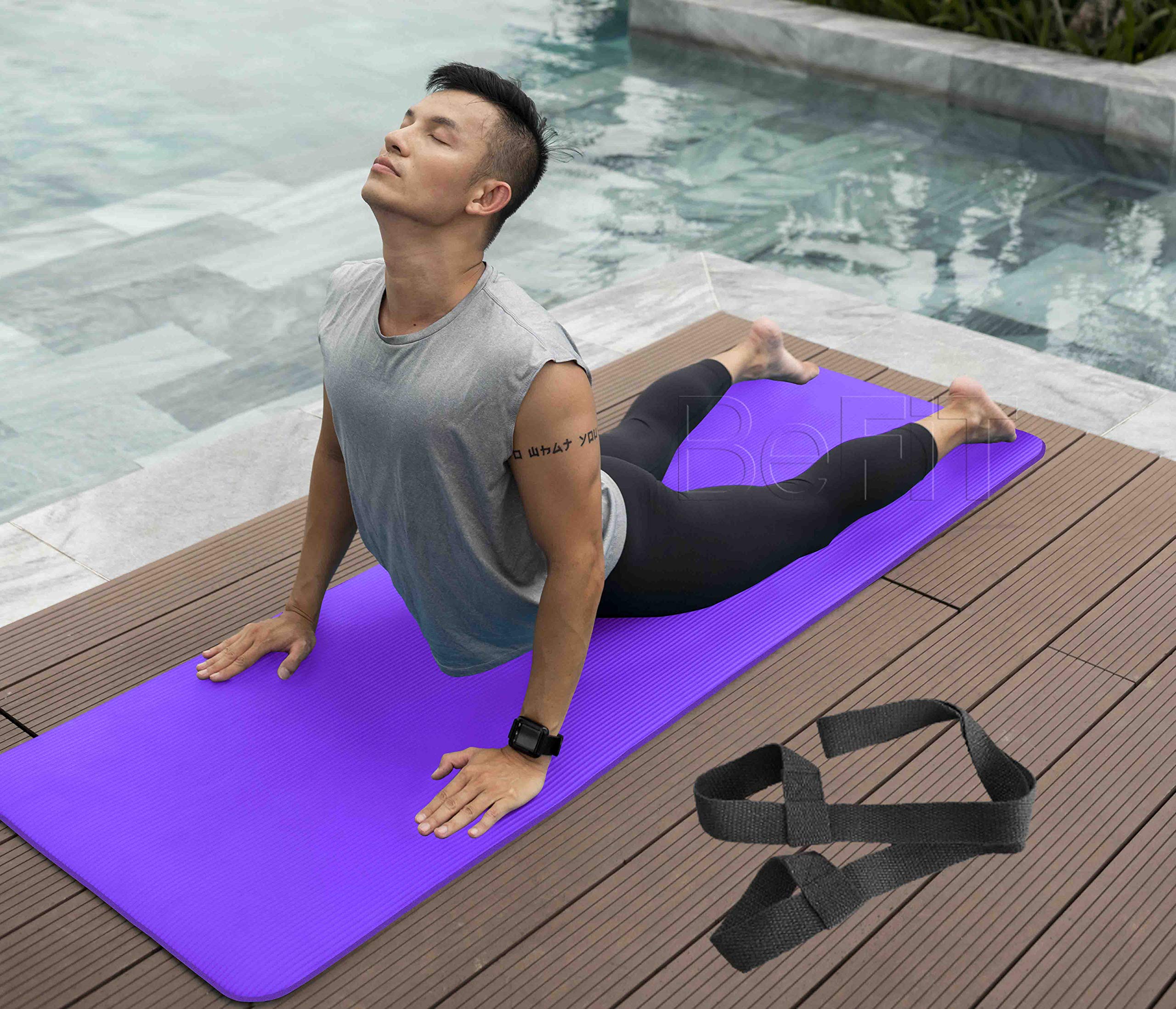 BeFiT® 6mm Anti-Skid Yoga Mat for Gym Workout and Yoga Exercise with Carrying Strap (Purple)-picture-17