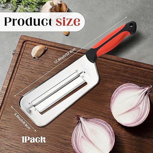 Miniatura 2 de Cortador de verduras multifuncional, cortador de juliana de doble hoja de acero inoxidable, cuchillo triturador con cuchillas afiladas para cortar,