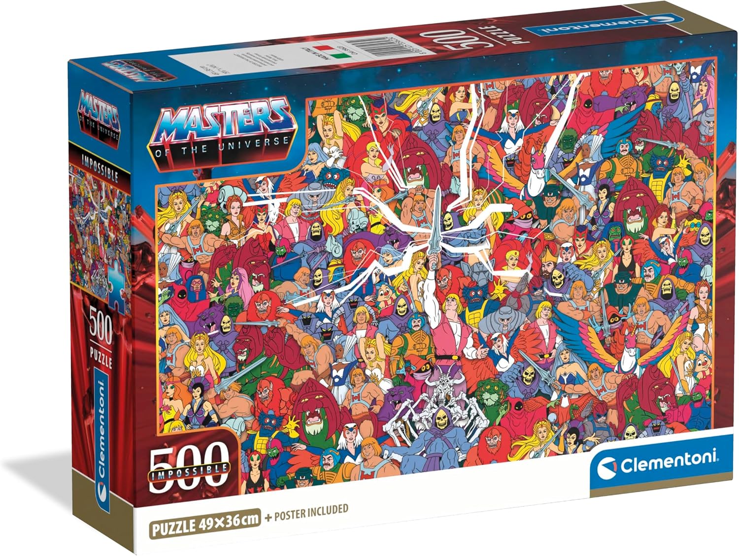 Clementoni Puzzle Impossible Masters of The Universe Movie dla dorosłych 14 lat + 500 elementów, plakat w zestawie, wymiary 70 x 50 cm, kompaktowe pudełko, aktywność bez ekranu, pomysł na prezent