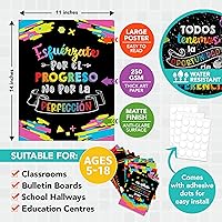 Vista 2 de Decorably 15 vibrantes carteles motivacionales de pizarra en español para el aula, 11 x 14 pulgadas, inspirador, decoración escolar laminada mate