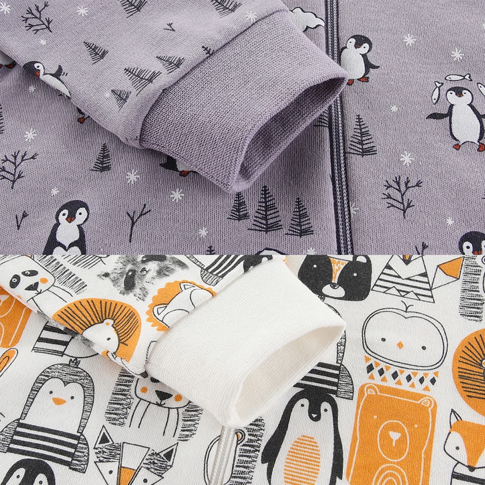MAMIMAKA Pijama unisex para bebé recién nacido, con cremallera de 2 vías, pijama de algodón con pies, para dormir y jugar, paquete de 4, 0-18 meses