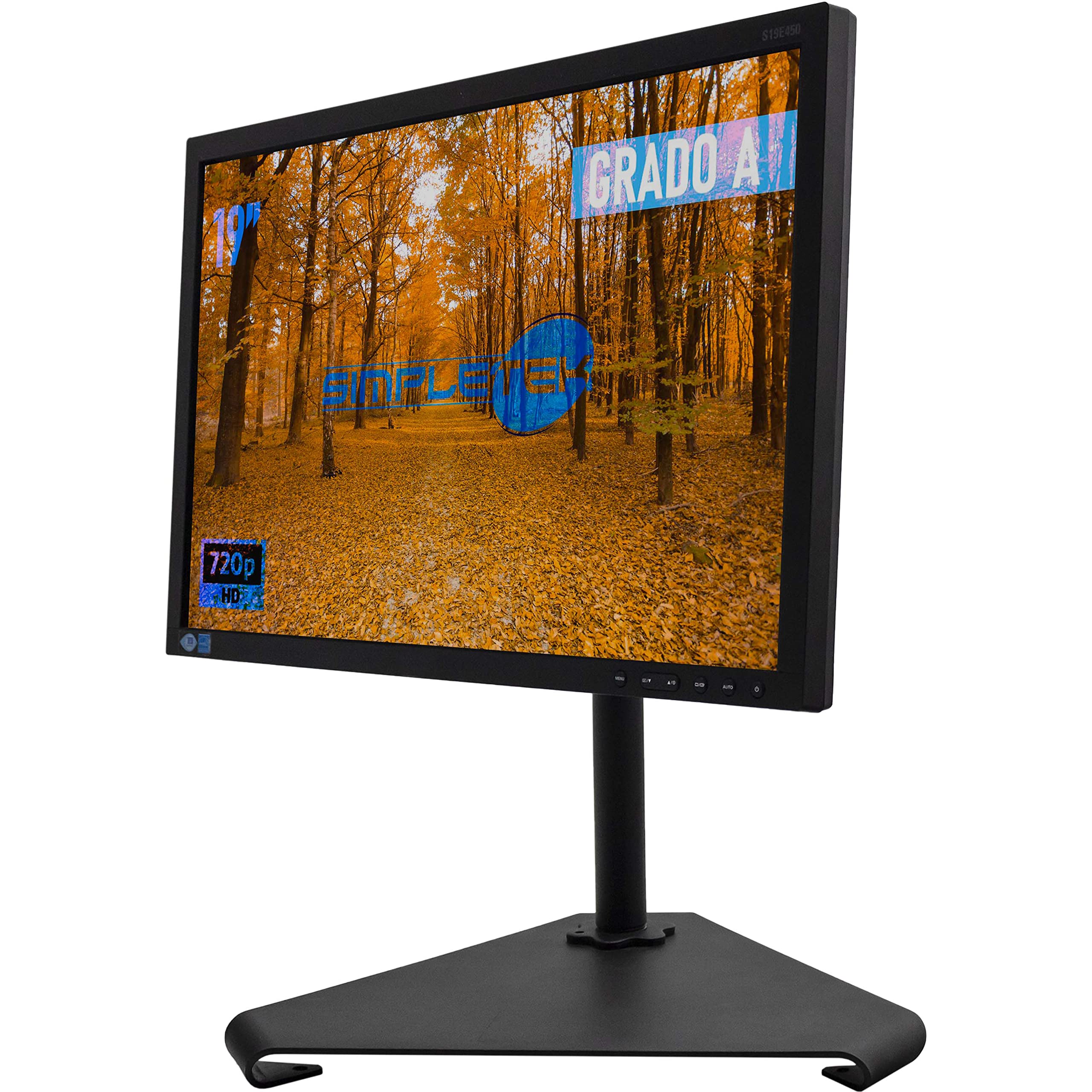 SIMPLETEK - Monitor da 19” TN LED 1440X900px HD 16:10 | Montaggio a parete da 100x100 mm | DVI VGA | Base inclusa (Ricondizionato)