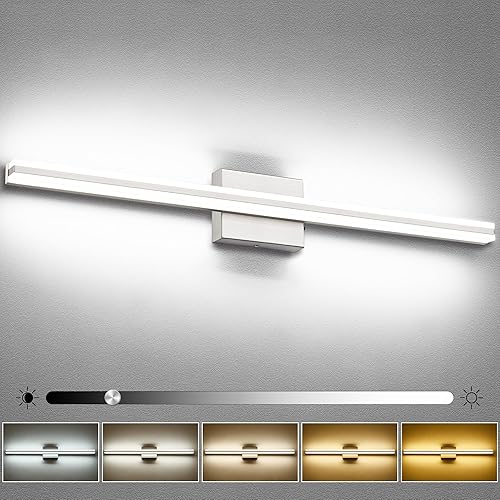 Miniatura 24 de SOLFART Luces de Baño Sobre Espejo Negras Mate Atenuables Modernas Luces de Tocador LED 48 Pulgadas 30W Luz de Tocador de Baño Negro mate -