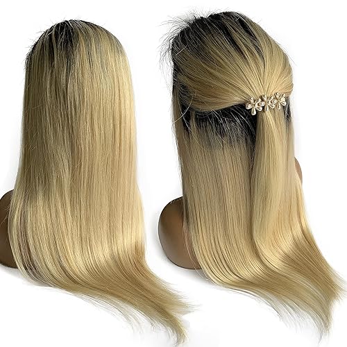 Miniatura 9 de 24 pulgadas de largo, peluca de encaje frontal, rubio miel, cabello humano real, liso, 150 % de densidad, cabello brasileño virgen, pelucas de
