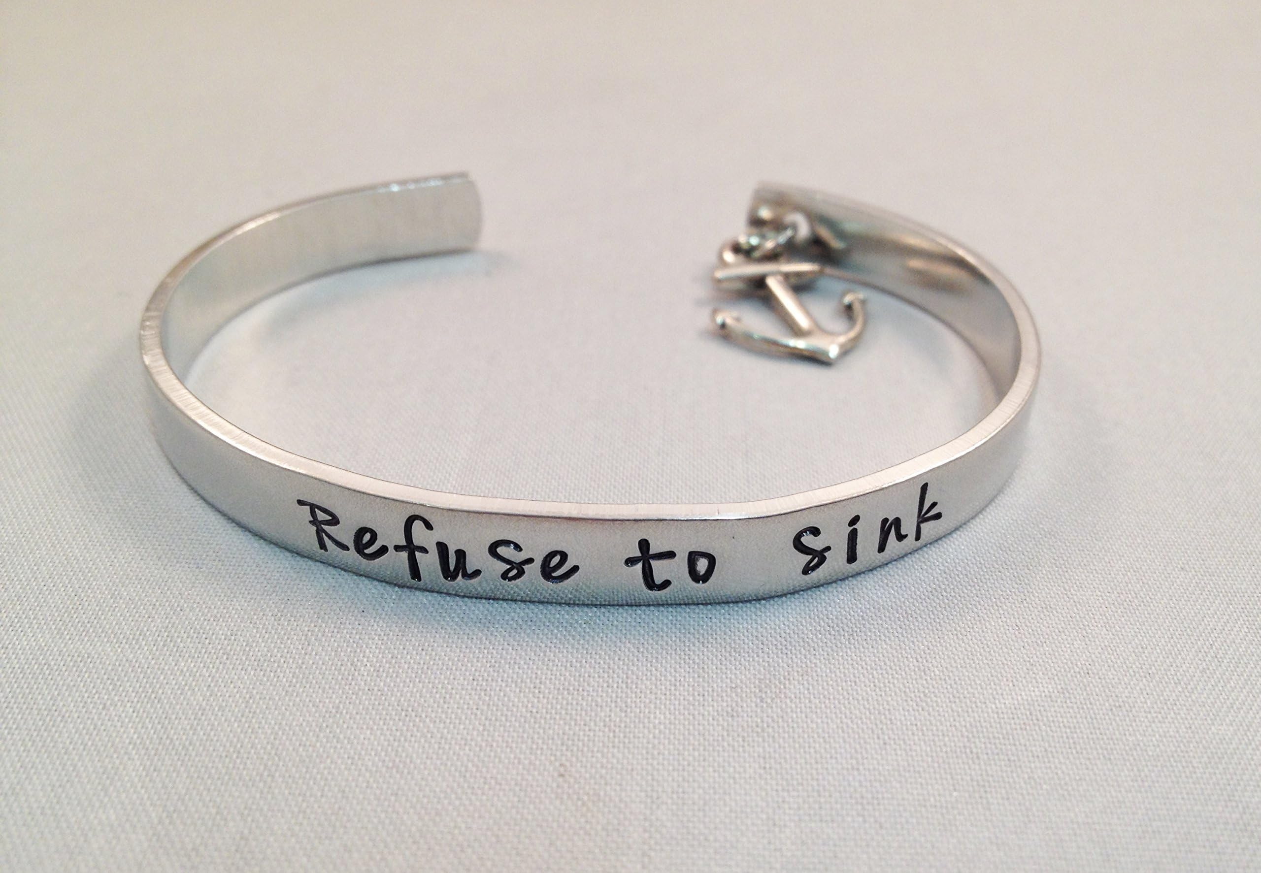 Refuse to Sink Hand Stamped Cuff Bracelet - Religious Jewelry - Hand Stamped Jewelry - Anchor Bracelet