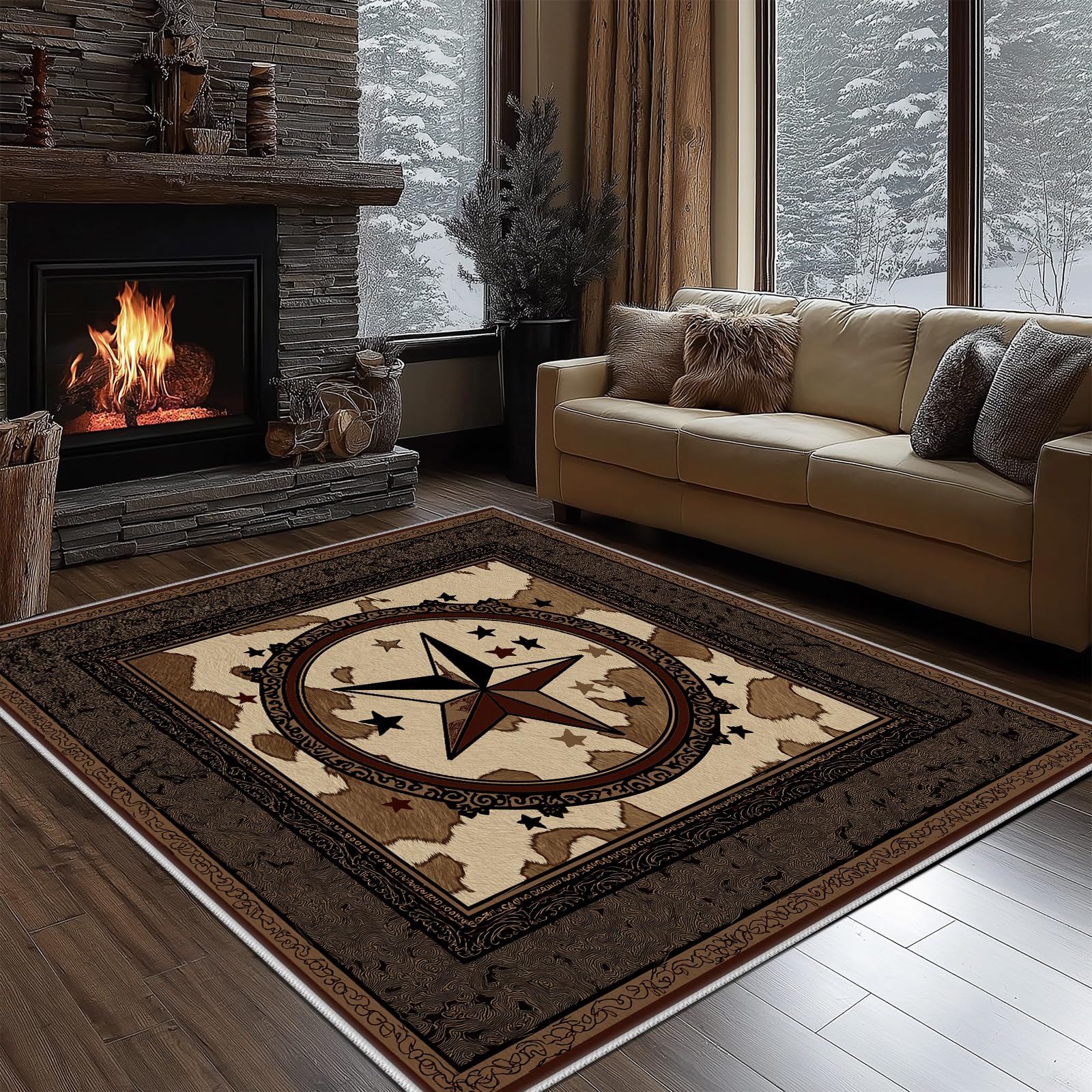 Tapis antidérapant poils ras 200x300 cm lavable en machine style rustique