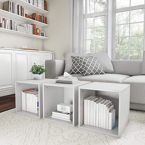 Miniatura 5 de Lavish Home Mesa de acento o caja de sombras, individual, blanco