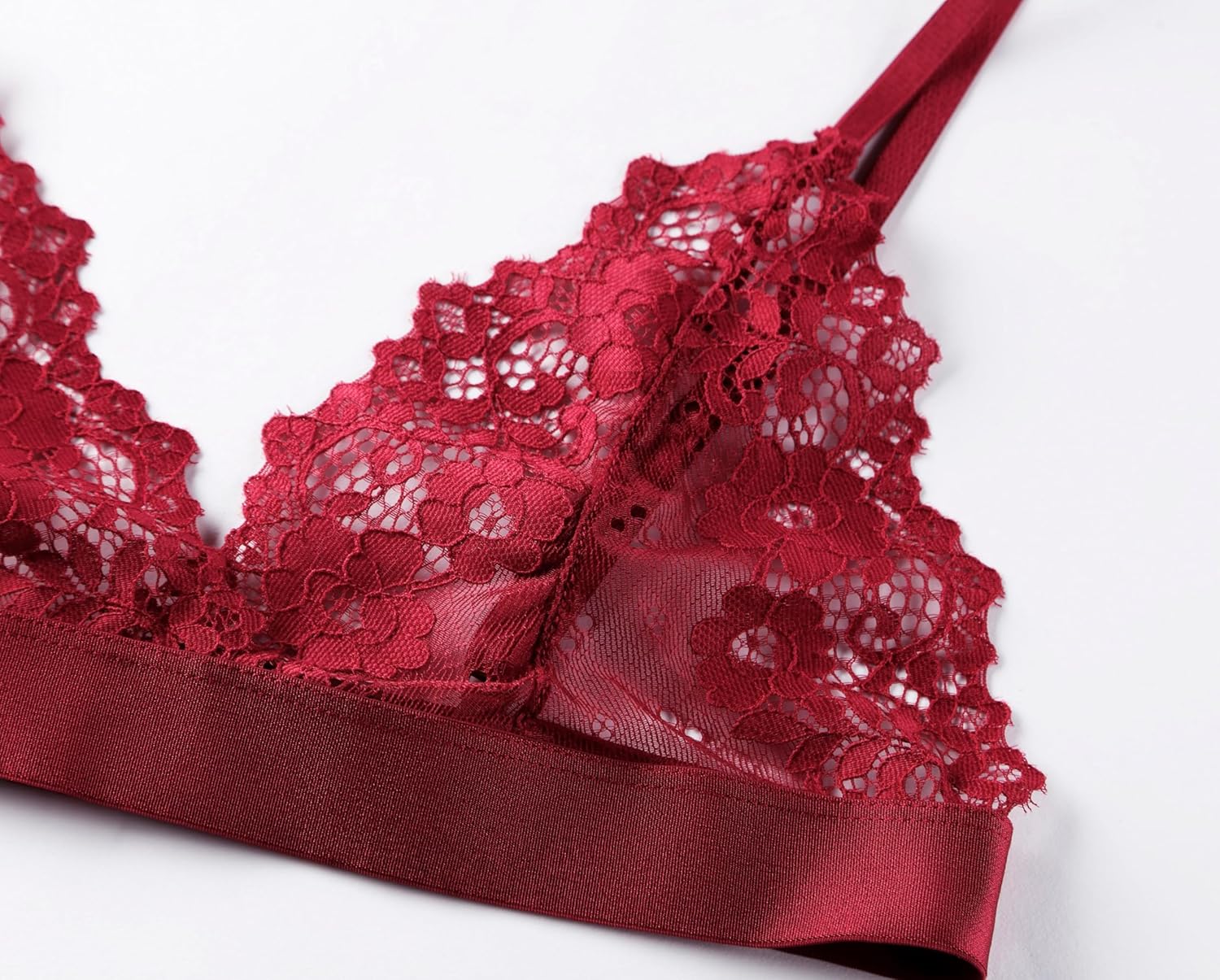 Womens Bra No Underwire Lace Unlined Demi Triangle Bralettes - Image 4