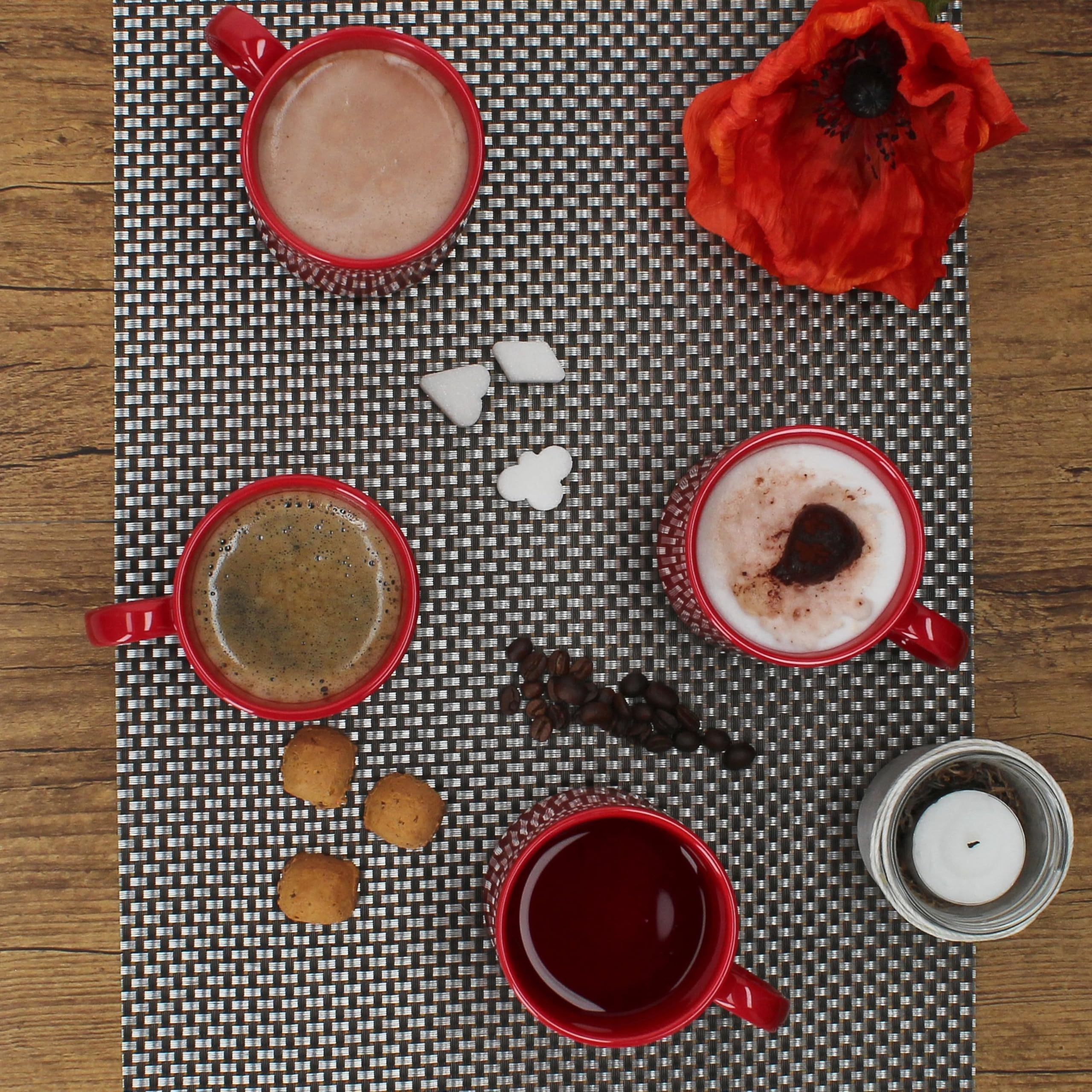 MamboCat Event 120er Set Kaffeebecher I 250 ml I rote Porzellan-Becher mit Henkel 120 Personen I stapelbare Tassen für Heißgetränke wie Tee, Kakao, Latte Macchiato&Co I schickes Kaffee-Geschirr