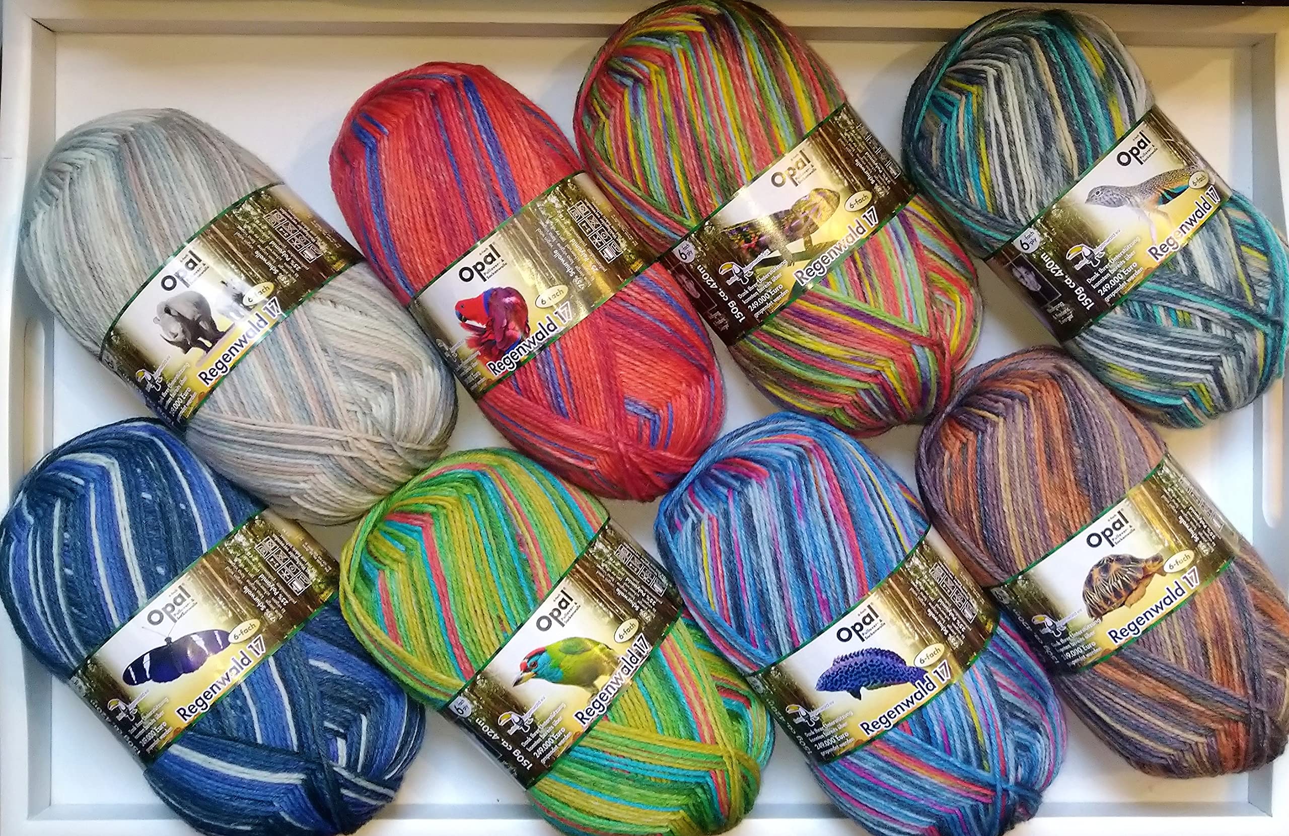 Opal/Sock Wool / 6 Ply / Thread / 8 x 150 g / Rainforest 17 / "The Jungle League" / 2021 / Opal Wool/Wool Package/Sock Wool/Rofu/Regia