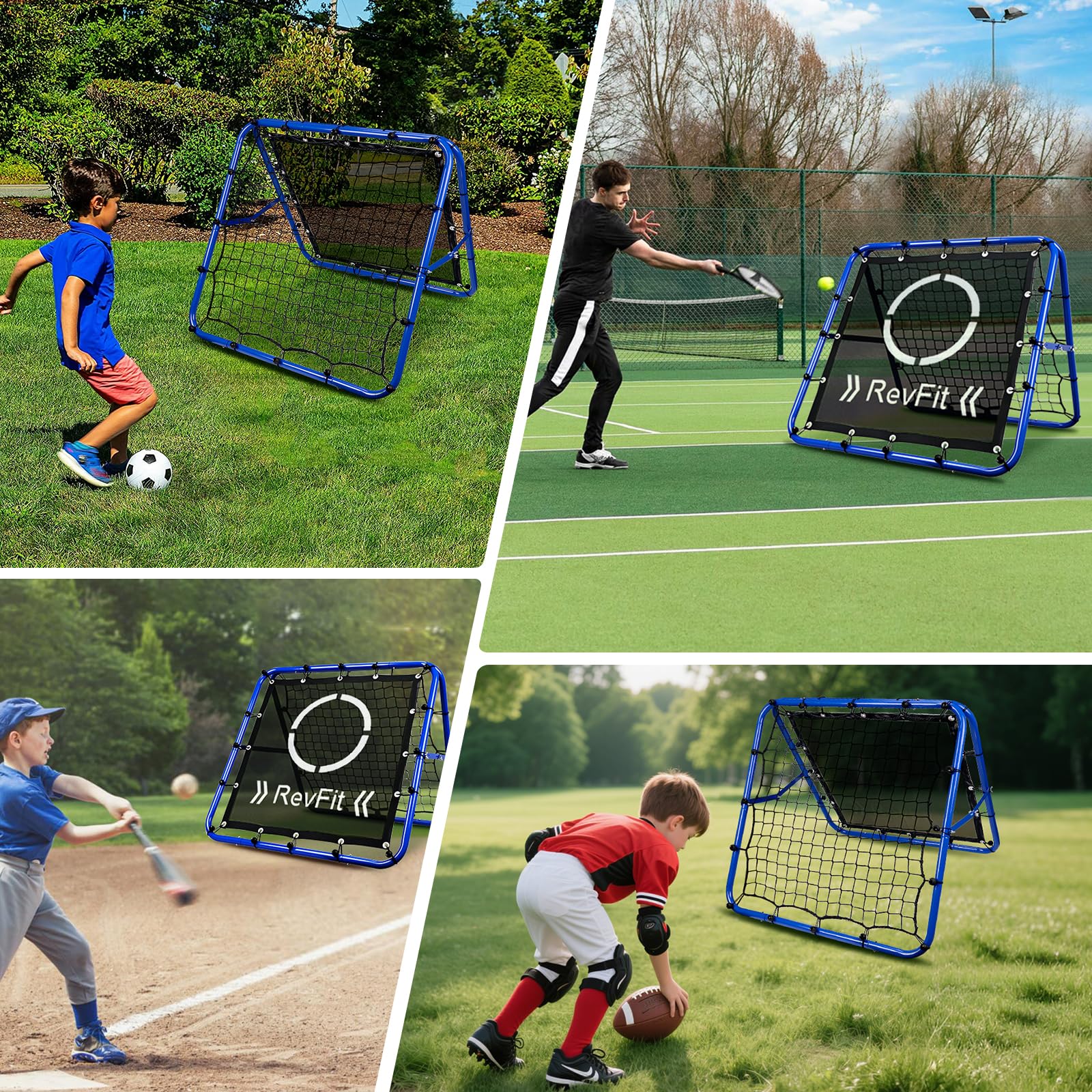 Filet de rebond pour football - Filet de rebond réglable double face avec cible pour football, baseball, tennis, rugby - Filet d'entraînement avec cadre en acier robuste - 80/100/120 cm