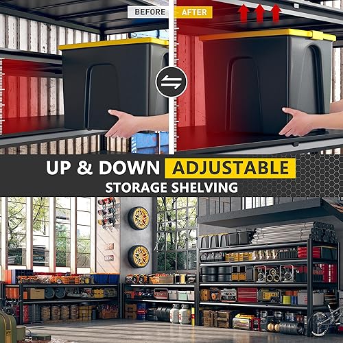 Miniatura 6 de REIBII Estantes de almacenamiento de garaje de 60 pulgadas de ancho, estantería de metal de 2650 libras, estantes de garaje resistentes, estante