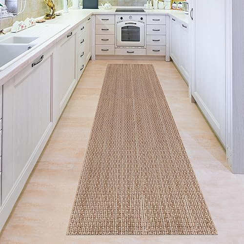 Fixseed Alfombra trenzada bohemia de 3 x 10 pies, color marrón, de algodón, lavable, para cocina, puerta, dormitorio, baño, sala de estar,