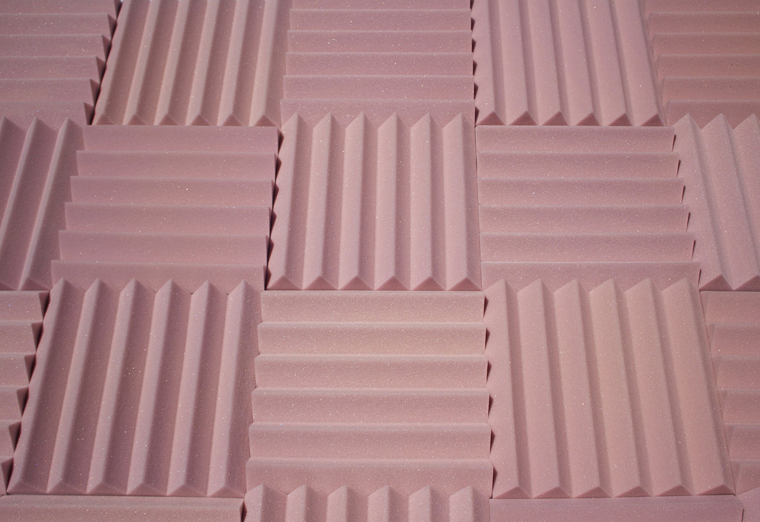 Soundproofing Acoustic Studio Foam - Rosy Beige Color - Wedge Style Panels 12”x12”x2” Tiles - 4 Pack - Rosy Beige