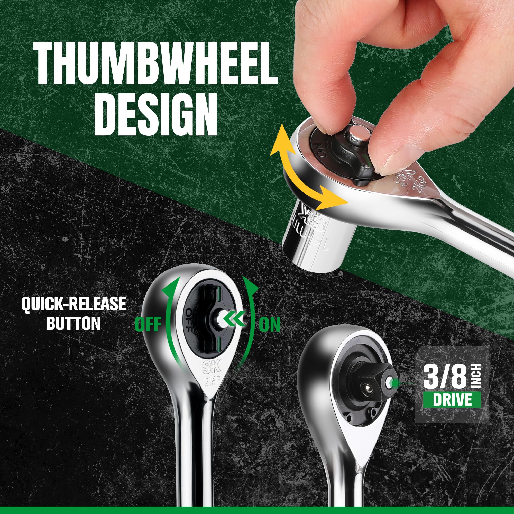 SK 3/8" Ratchet - 216-Position, Quick Release -5