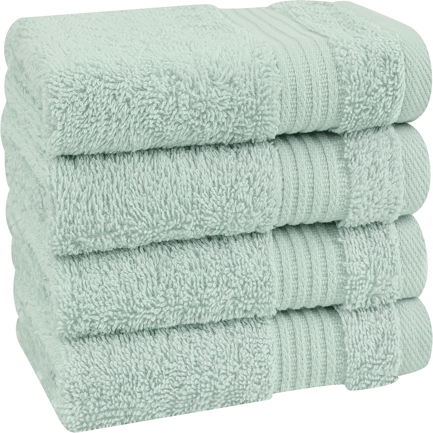 Cotton Paradise 100% Cotton Turkish Washcloth Set for Bathroom, 4 Piece Soft Absorbent Small Towels Wash Rags, Mint - Image 3