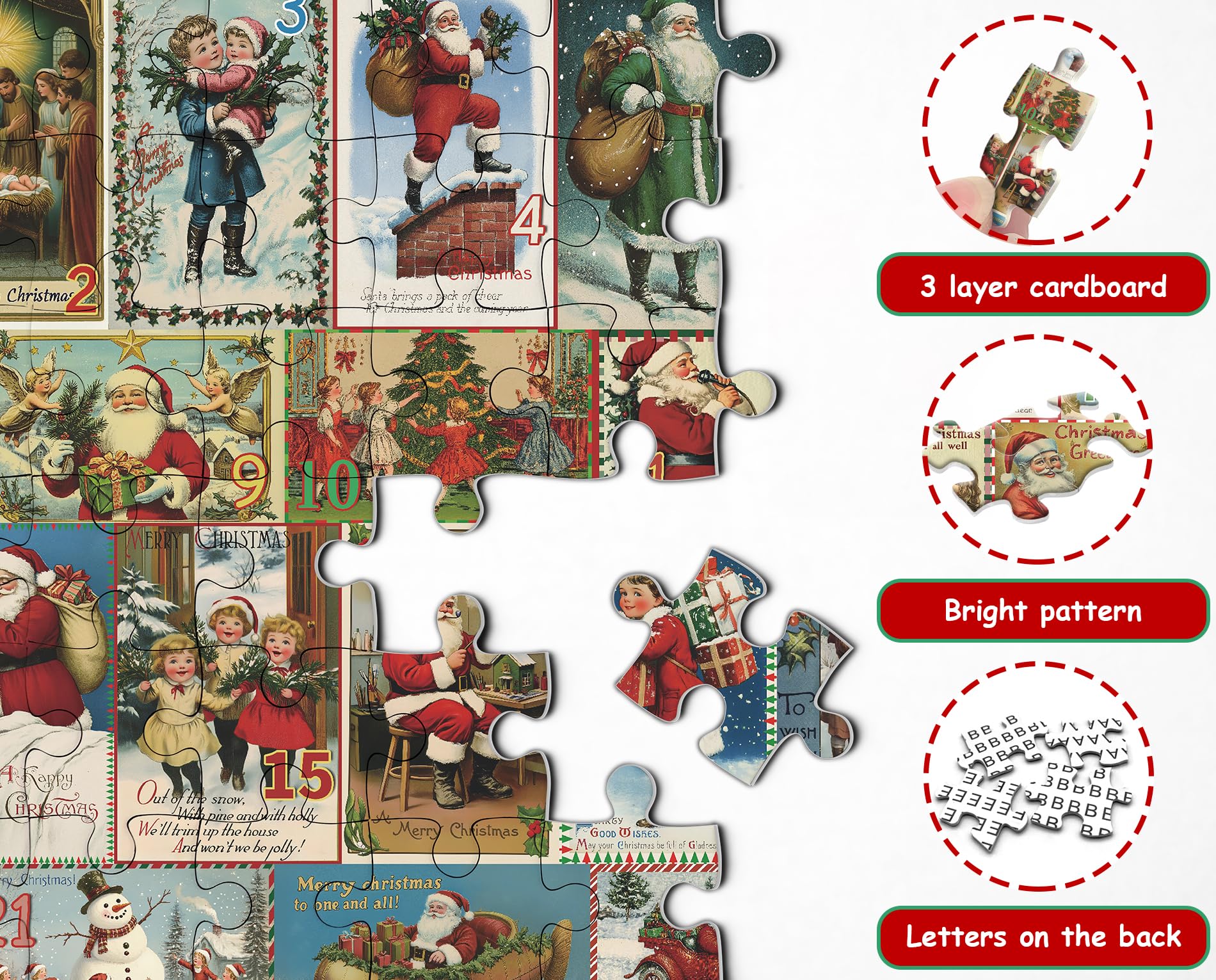 Calendario Dell'Avvento 2024 A Puzzle – 1000 Pezzi – 24 Scatole Giornaliere – Animali Invernali – Dimensioni Finali 70x50 Cm – Decorazione Natale