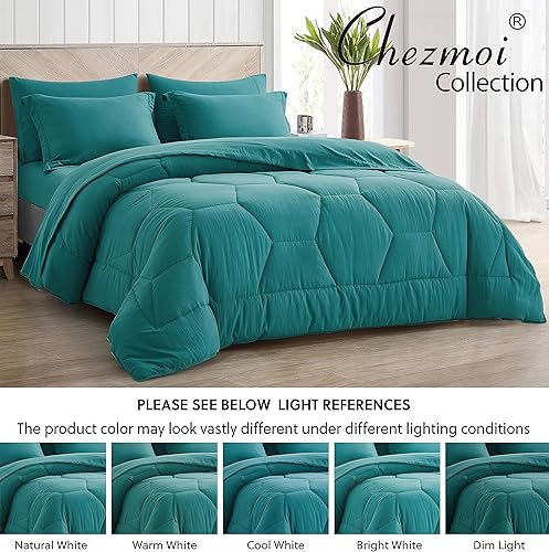 Miniatura 5 de Chezmoi Collection Piper - Edredón extragrande de microfibra lavada con patrón geométrico de panal de abeja, 7 piezas, con sábanas y sábanas ligeras