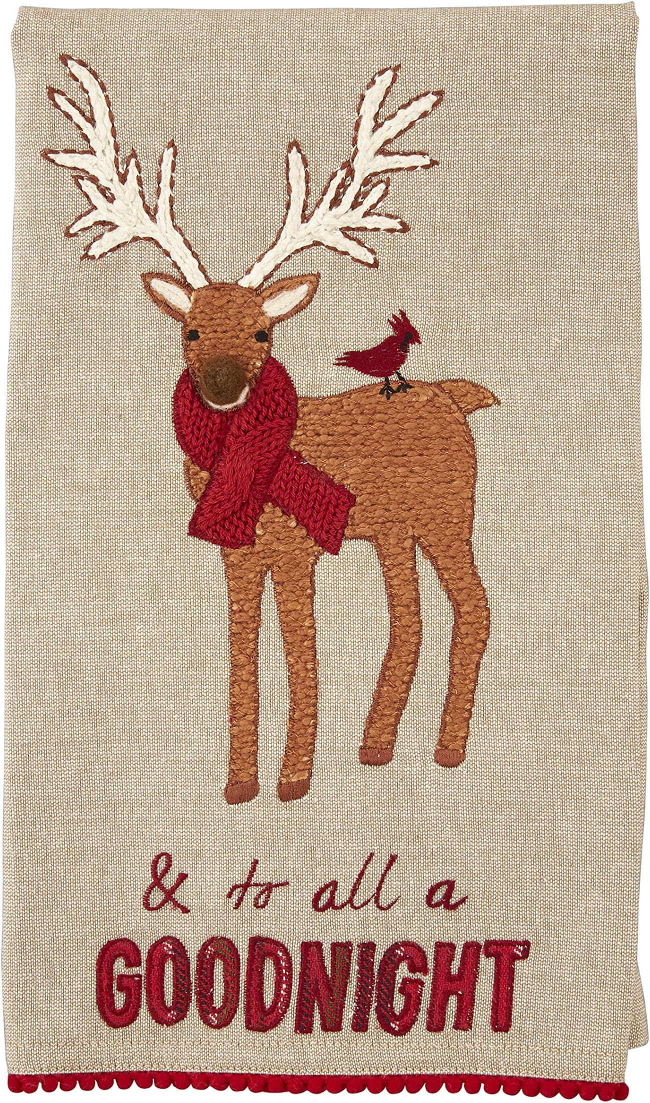 Mud Pie Christmas Appliqué Towel, Reindeer, 21" x 14&quot