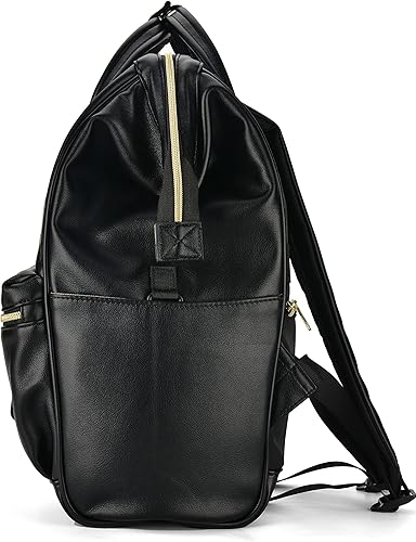 Miniatura 4 de Kah&Kee - Mochila de cuero para pañales, portátil, viaje, doctor, profesor, para mujeres y hombres, Negro II, L