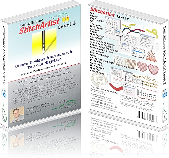 Embrilliance StitchArtist Level 2 Digitizing Embroidery Software for